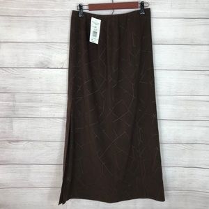 Harve Benard Brown Pattern Pencil Skirt